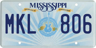 MS license plate MKL806