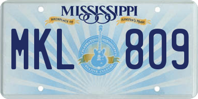 MS license plate MKL809