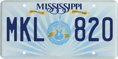 MS license plate MKL820