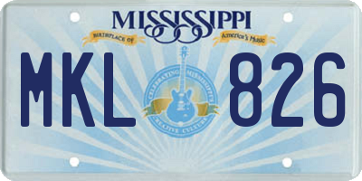 MS license plate MKL826