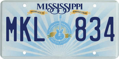 MS license plate MKL834