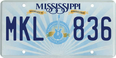 MS license plate MKL836