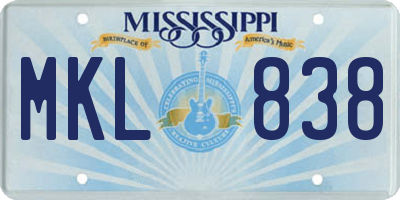 MS license plate MKL838
