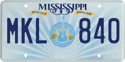 MS license plate MKL840