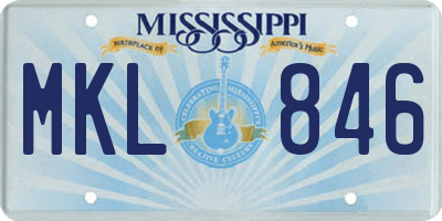 MS license plate MKL846