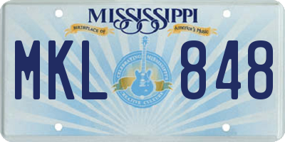 MS license plate MKL848