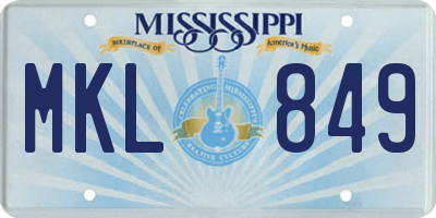 MS license plate MKL849