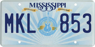 MS license plate MKL853
