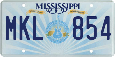 MS license plate MKL854