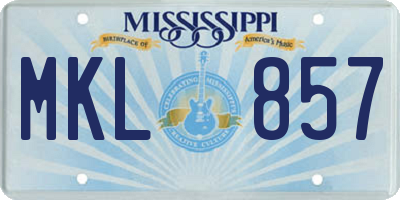 MS license plate MKL857