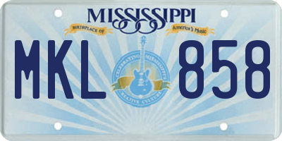 MS license plate MKL858