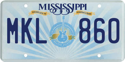 MS license plate MKL860