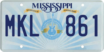 MS license plate MKL861