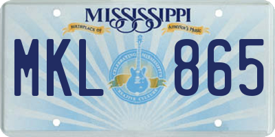 MS license plate MKL865