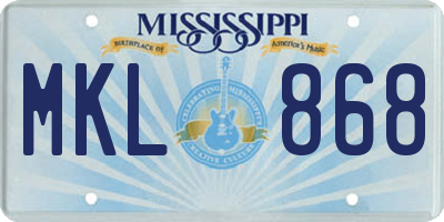 MS license plate MKL868