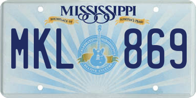 MS license plate MKL869