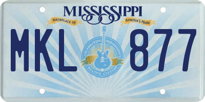MS license plate MKL877