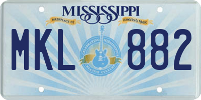 MS license plate MKL882