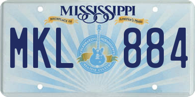 MS license plate MKL884