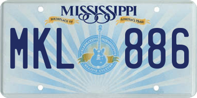 MS license plate MKL886