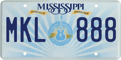 MS license plate MKL888