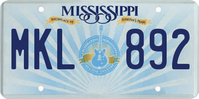 MS license plate MKL892