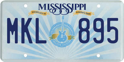 MS license plate MKL895