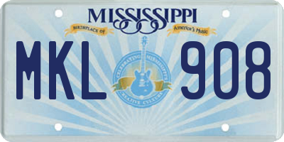 MS license plate MKL908