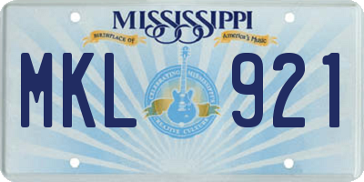 MS license plate MKL921
