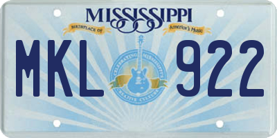 MS license plate MKL922