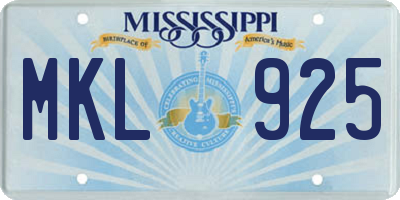MS license plate MKL925