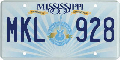MS license plate MKL928