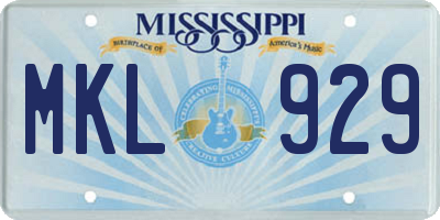 MS license plate MKL929