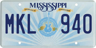 MS license plate MKL940