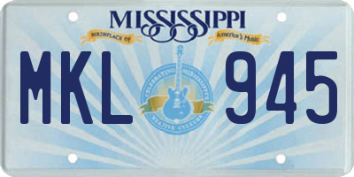 MS license plate MKL945