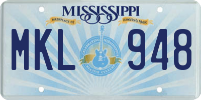 MS license plate MKL948