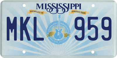 MS license plate MKL959