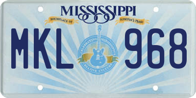 MS license plate MKL968