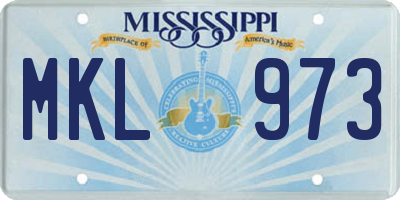 MS license plate MKL973