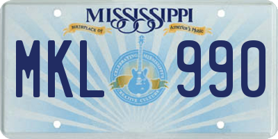 MS license plate MKL990