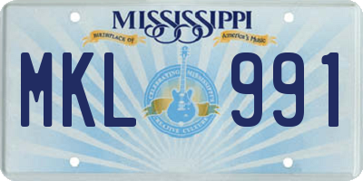 MS license plate MKL991