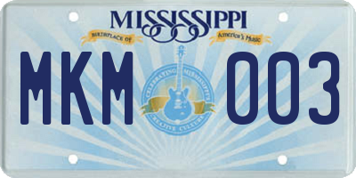 MS license plate MKM003