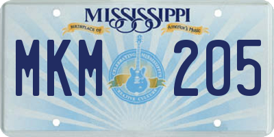 MS license plate MKM205