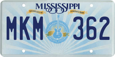 MS license plate MKM362