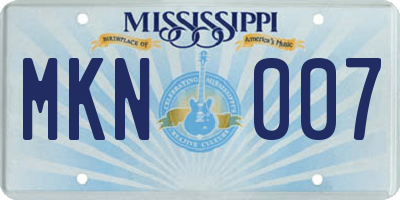 MS license plate MKN007