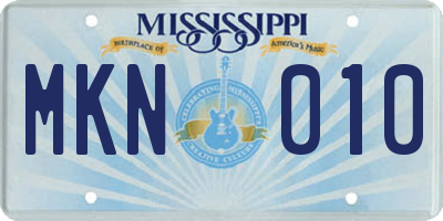 MS license plate MKN010