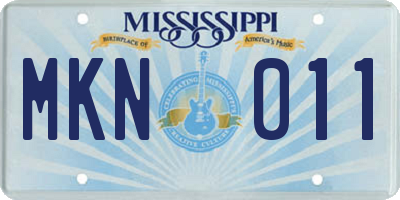 MS license plate MKN011