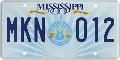 MS license plate MKN012