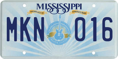 MS license plate MKN016