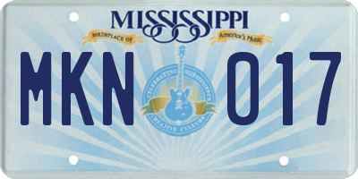 MS license plate MKN017